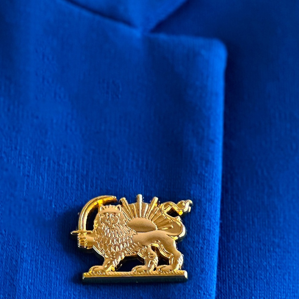 Lion and Sun Gold Pin (Brooch)
